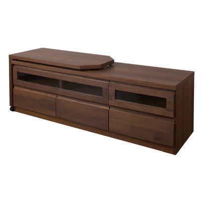 伸縮 テレビ台 回転盤付 アルダー前板 幅156～215cm ダークブラウン