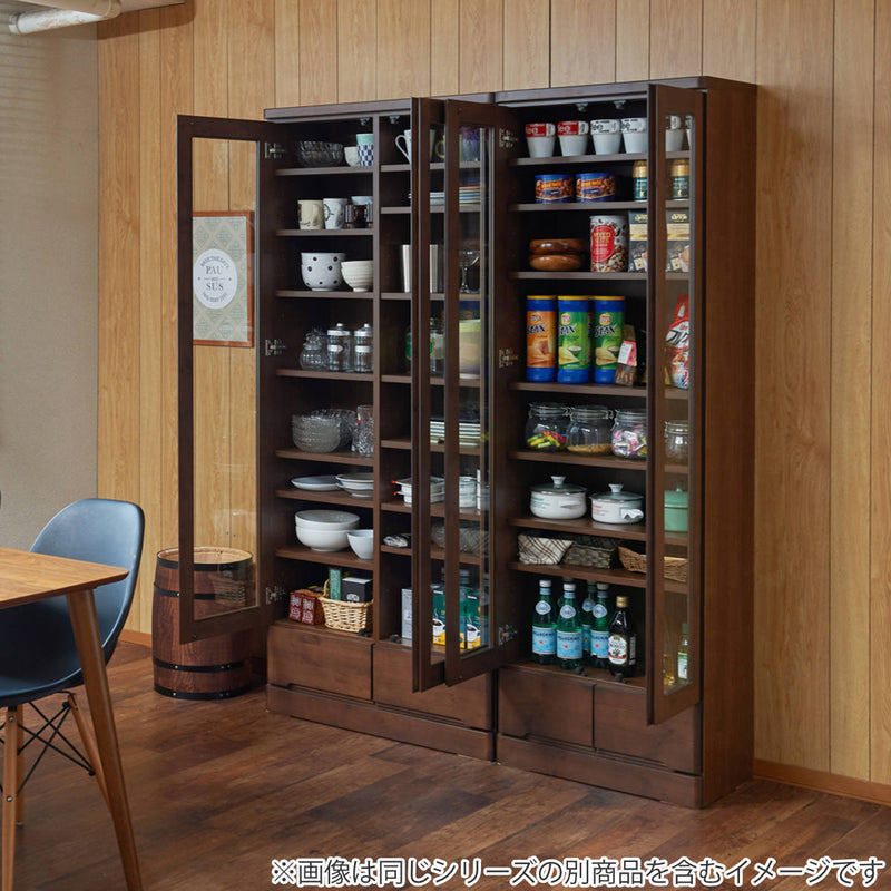 食器棚カップボード天然木幅60cm薄型ハイタイプ完成品