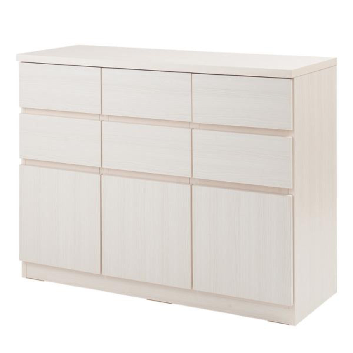 キャビネット 3段 スクエアキャビネット ロータイプ 引出し 約幅105cm