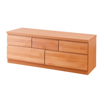 チェスト 2段 5杯 ベンチチェスト 天然木 アルダー 幅119.5ｃｍ