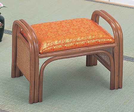 ラタンチェア 金襴座椅子 朱 ハイタイプ 仏事 籐家具 座面高31cm